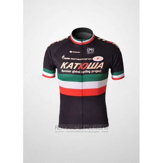 2010 Fahrradbekleidung Katusha Shwarz Trikot Kurzarm und Tragerhose